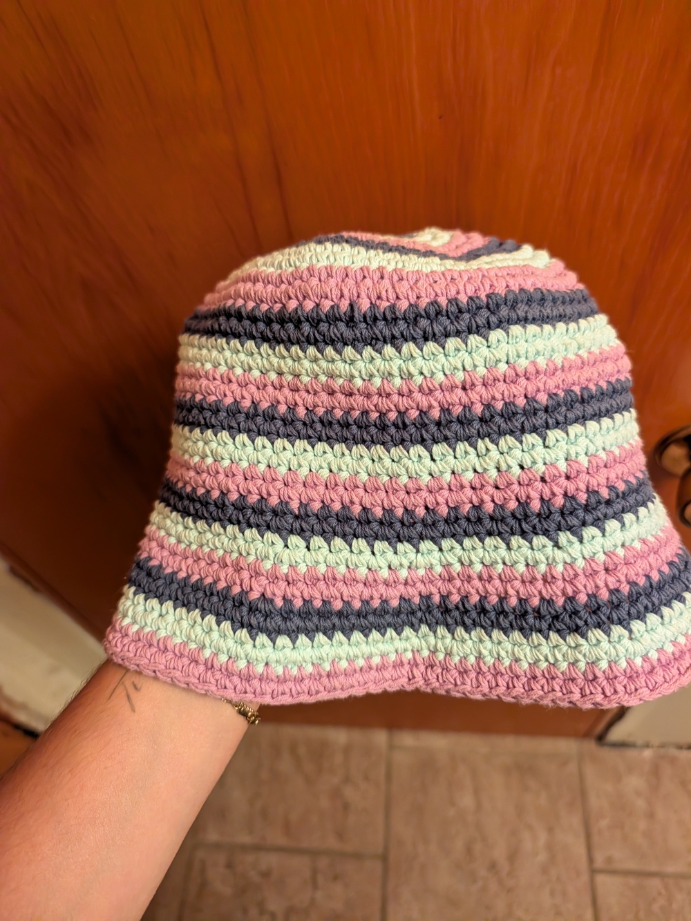 Sunday Best Striped Crochet Bucket Hat
